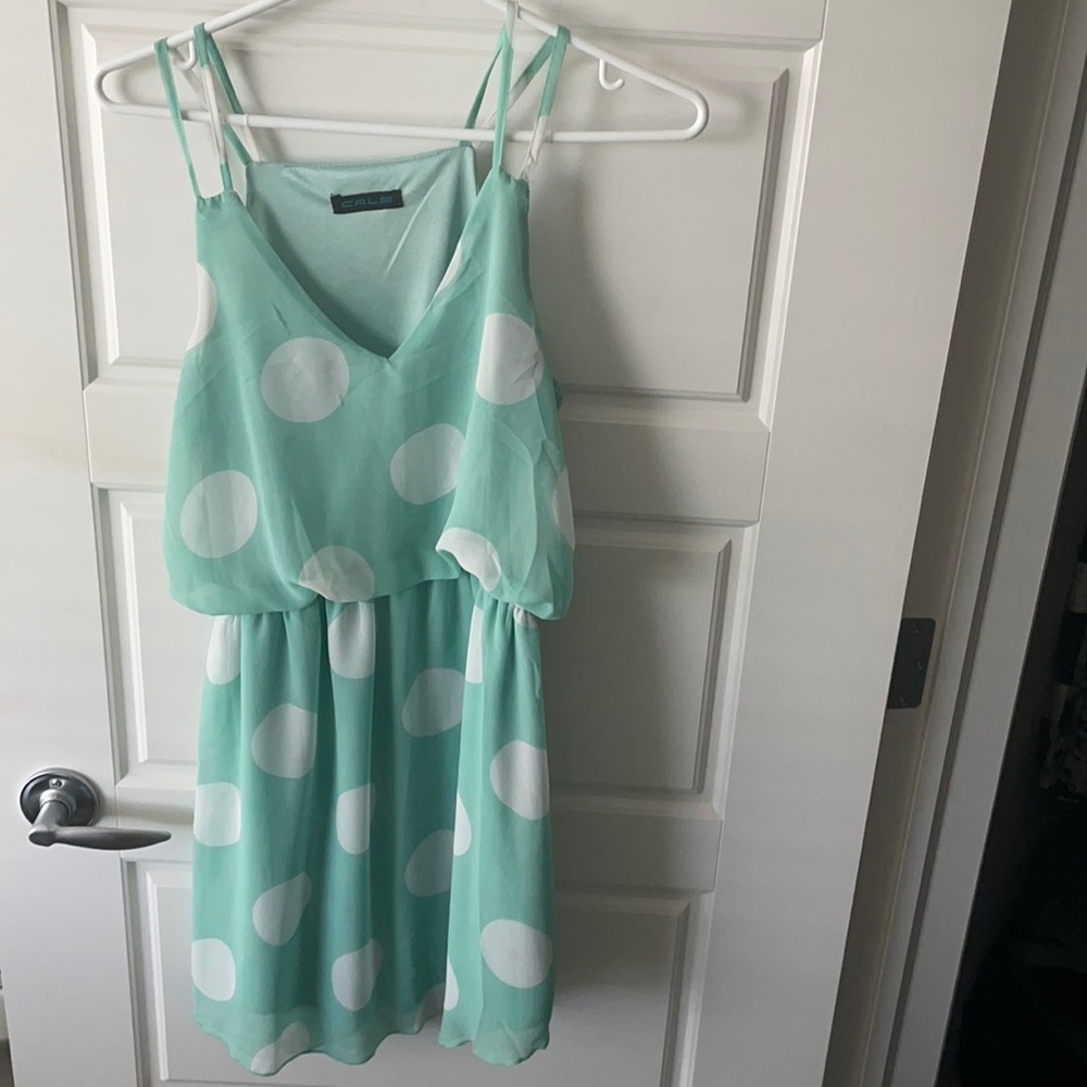 Mint green polka dot dress